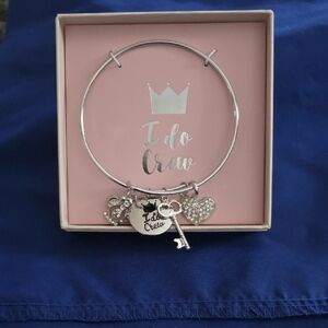 Silver Charm Bracelet with Heart and Key